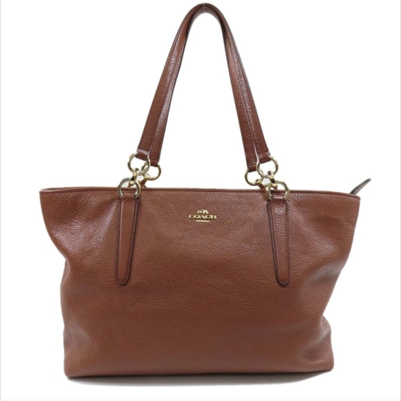 Coach Handbags - Coach Ellis Camel Leather Tote Bag with Gold Accents